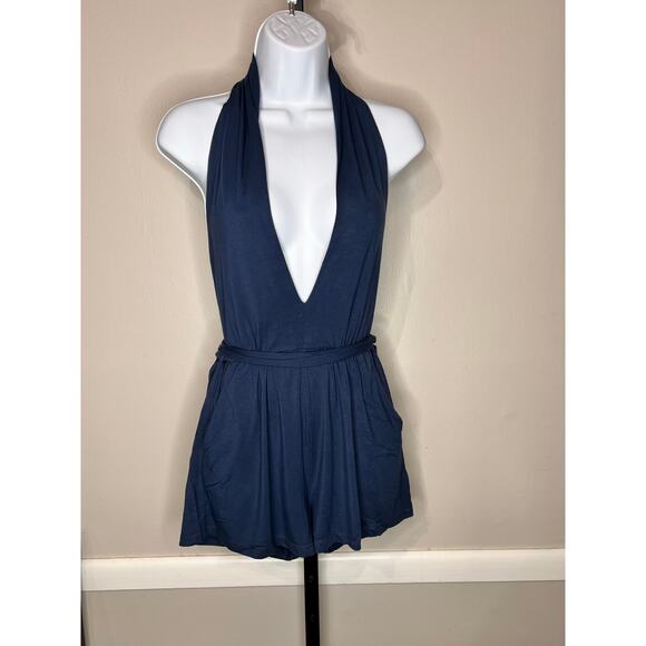 Krisa Sleeveless Plunging V-Neck Halter Short Romper Eclipse Women's Size XS NWT - Picture 3 of 8